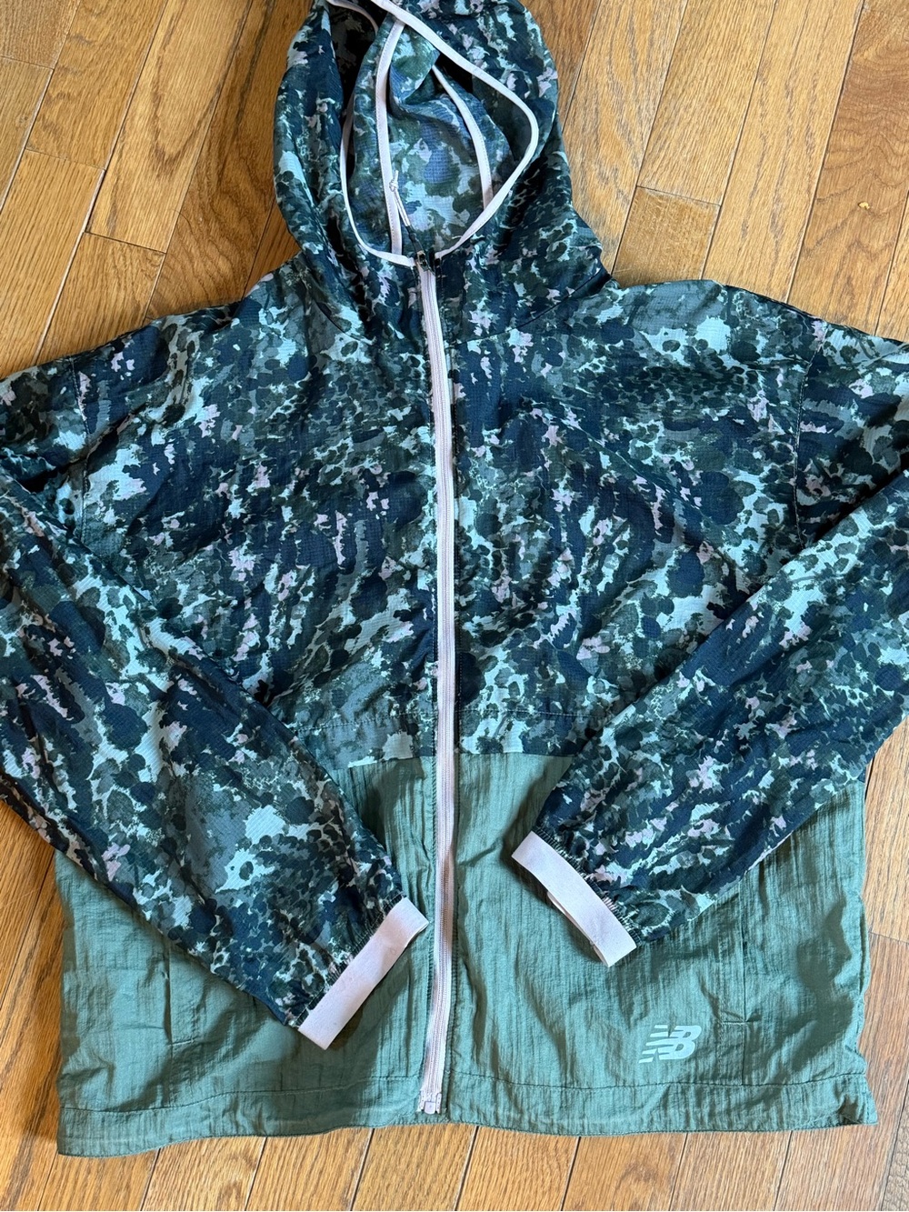 New Balance Green Camo Hooded Windbreaker Jacket
